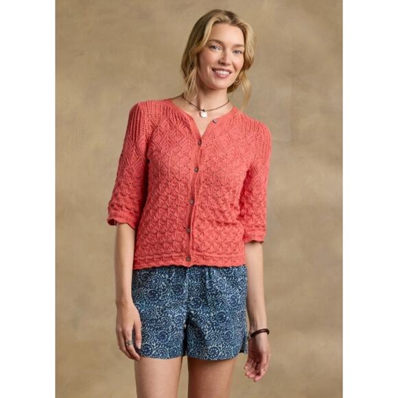 NWT Womens Sundance Jocelyn Knit Cardigan Sweater Spiced Coral Size L Rtl $128 - Picture 1 of 2